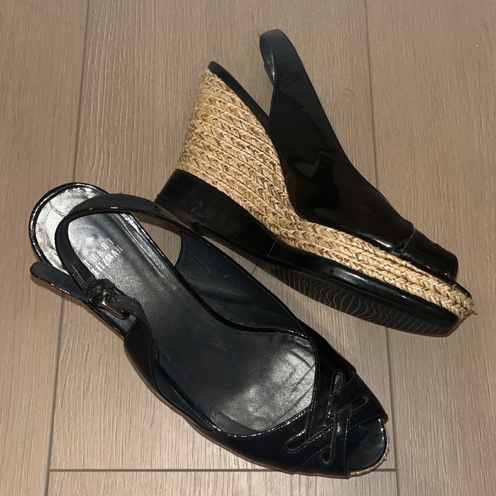 Stuart Weizmann Patent Leather Espadrille Wedges - image 2
